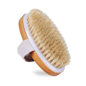 Dry Body Scrub Bath Brush Natural Wood Brushing  Bristle Natural Exfoliating Wooden Brush for Shower Wholesale