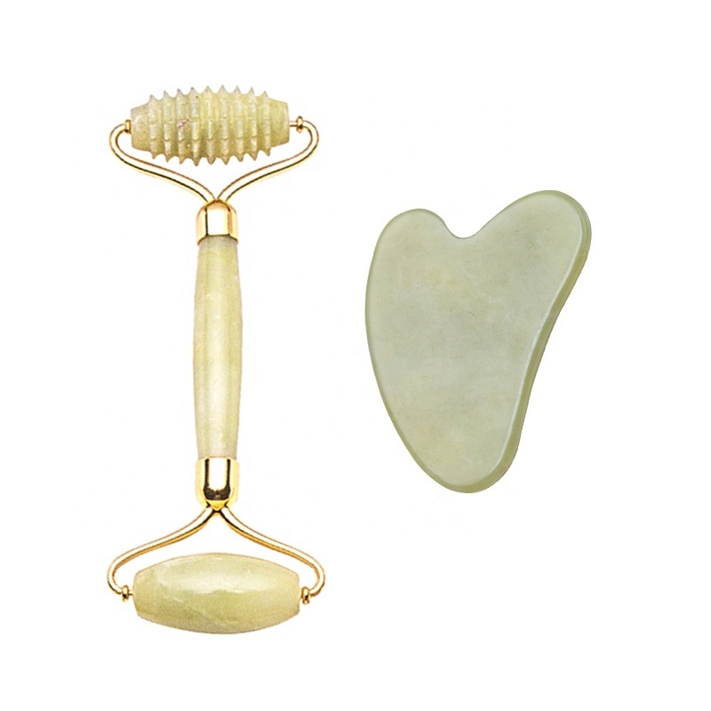 SFM brand Custom Hot Selling Anti Aging Stone Face Massage Tool Roller Natural Jade Roller Gua Sha Stone Set roller massager