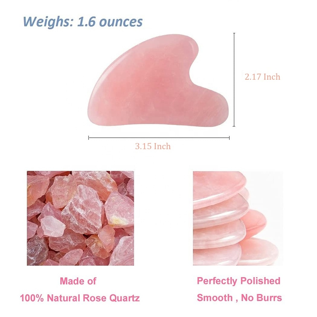 Wholesale Best Rose Quartz Real Jade Gua Sha Crystal Face Roller Massager Guasha Stone Home Use Face Lift Body Massage Tool