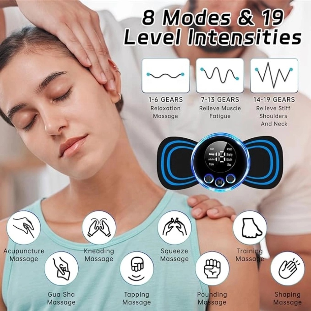 Neck Back Massager Sticker EMS Pulse Mini Electric Cupping Massage for Shoulder Leg Cervical Body Muscle Stimulator Relief Pain