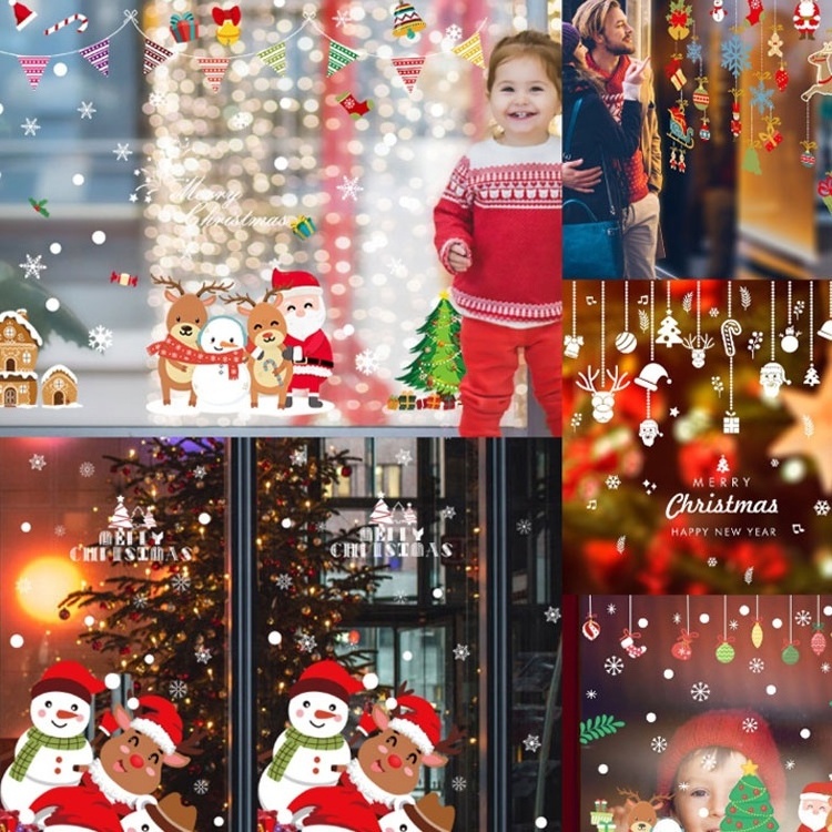 Custom Christmas Wallpaper Decoration PVC Waterproof  Wholesale Printing Christmas Window Decal Stickers