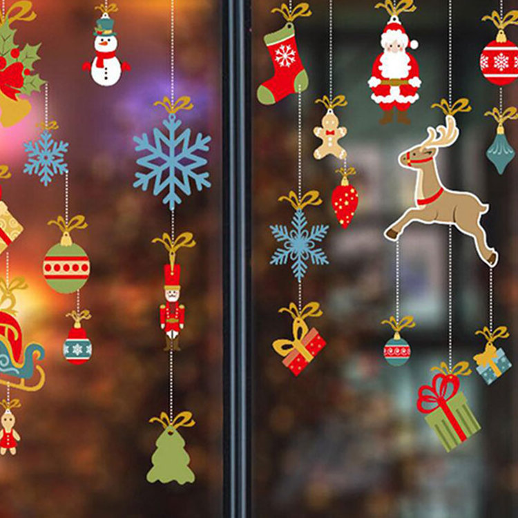 Custom  Christmas Wallpaper Decoration PVC Waterproof Advertising 3D Wall Paper Christmas Window stickers