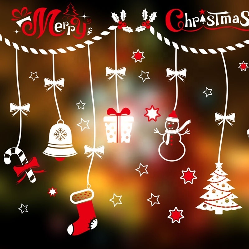 Custom Christmas Wallpaper Decoration PVC Waterproof  Wholesale Printing Christmas Window Decal Stickers