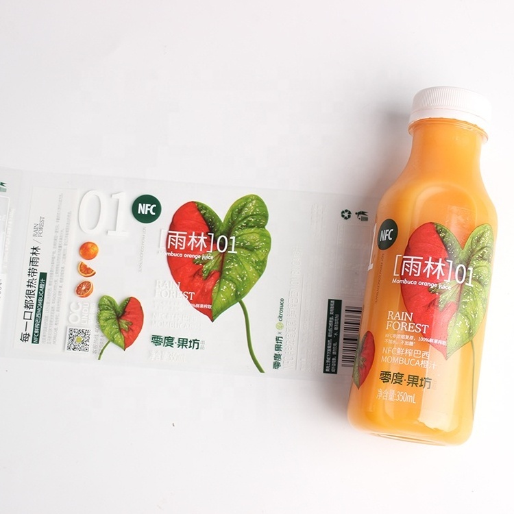 Custom Label Factory Printing Waterproof Adhesive Juice Bottle Packaging Sticker Labels Transparent Drink Beverage Logo Label