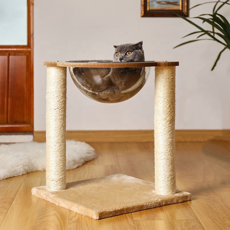 Cat Climbing Frame High Quality Sisal Durable Acrylic Space Capsule Double Layer Pet Swing Multifunction Hammock Cat Bed