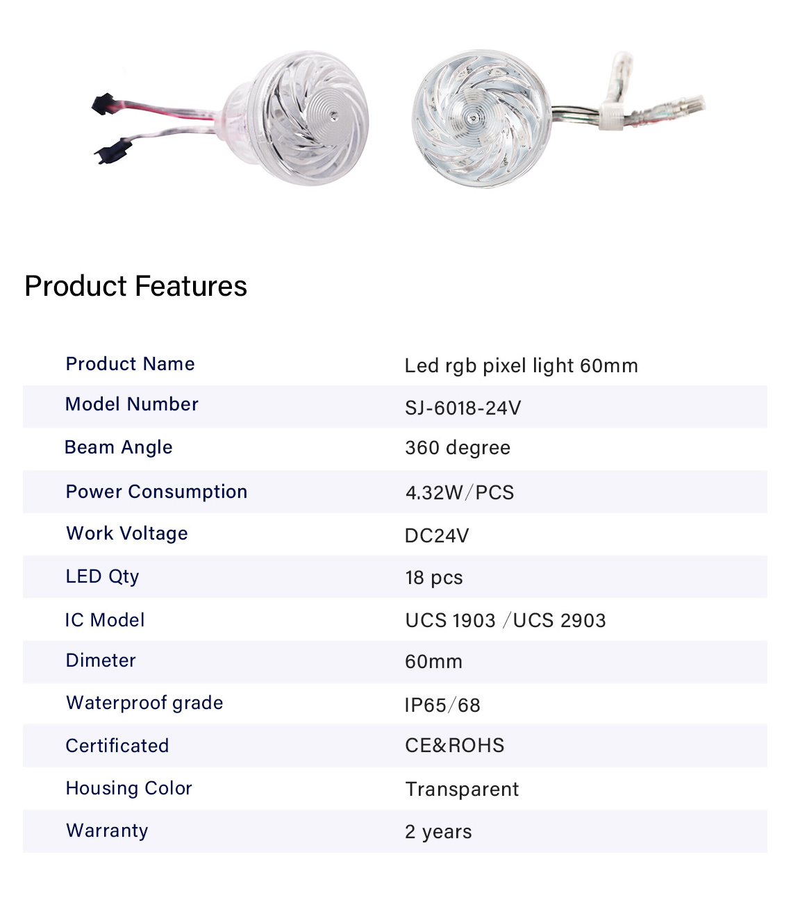 Custom 24V decorative led bulbs 60mm smart pixel lights Programmable playground Ferris wheel outdoor building lighting