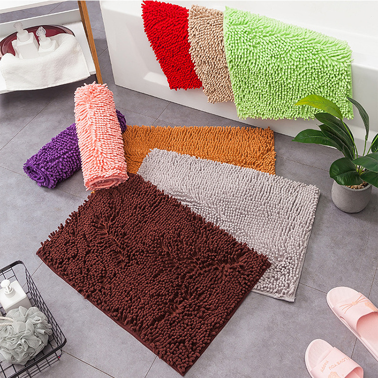 50*80c luxury antislip microfiber green thin absorbent bathroom carpet door bathroom rug chenille bath floor mats