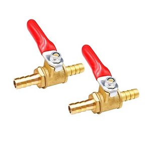 2pcs Brass Ball Valve Shut Off Switch 1/4" Hose Barb x 1/4" Hose Barb Pipe Tubing Fitting Coupler