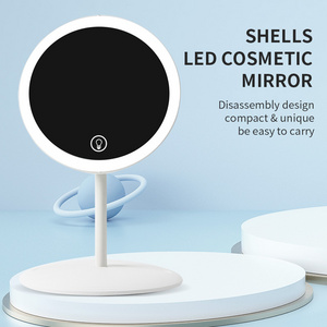 Sea shell shape Disassembly compact led cosmetic mirror Vanity Lights USB Standing Table Make Up mirror