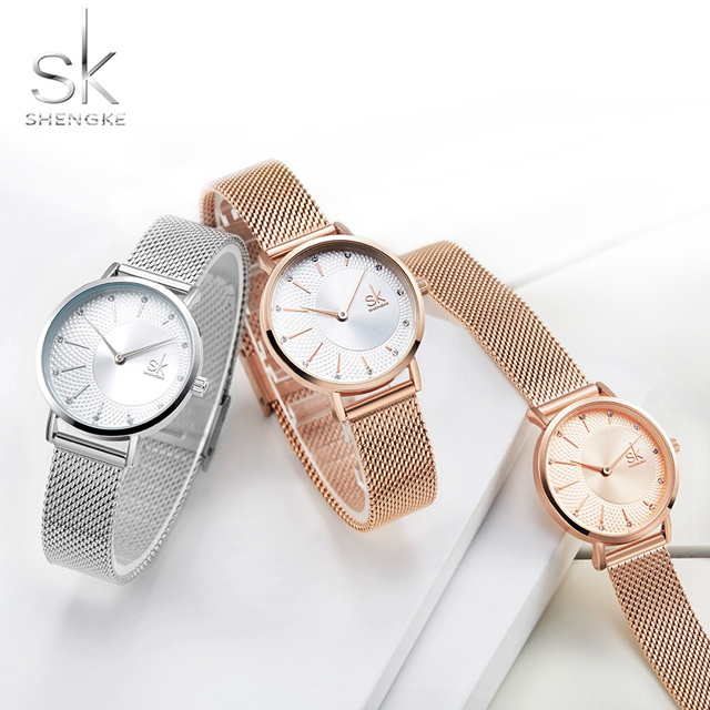 Luxury Brand Ladies Quartz Relogio Feminino Rose Gold Stainless Steel Women Shengke Watch