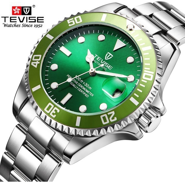 Fashion Mens Stainless Steel Mechanical Montre Homme Tevise T801 Business Automatic Watch