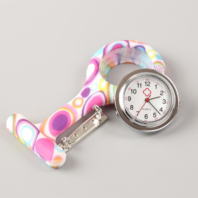 Fashion Unisex Rubber Silicone Pocket Watch Clip on Fob Quartz Brooch Hanging Nurse Watch