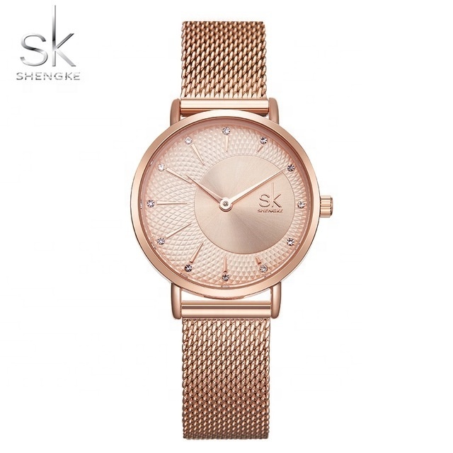 Luxury Brand Ladies Quartz Relogio Feminino Rose Gold Stainless Steel Women Shengke Watch