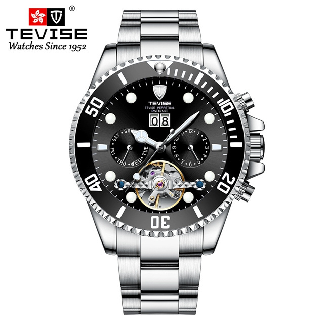 Luxury Brand Mens Stainless Steel Automatic Relojes Tevise T823 Mechanical Watch