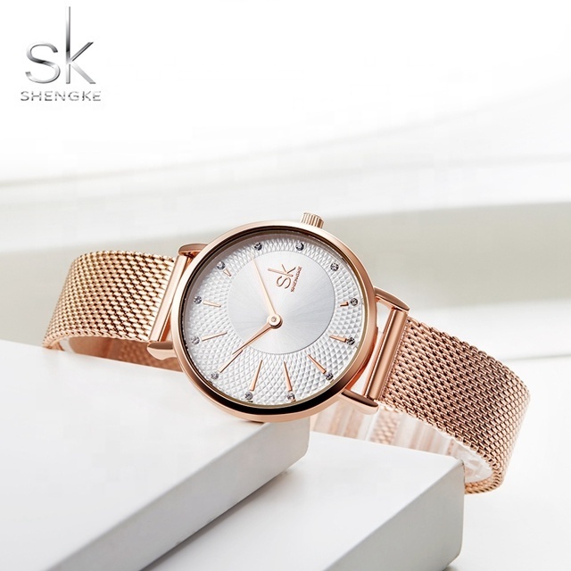 Luxury Brand Ladies Quartz Relogio Feminino Rose Gold Stainless Steel Women Shengke Watch