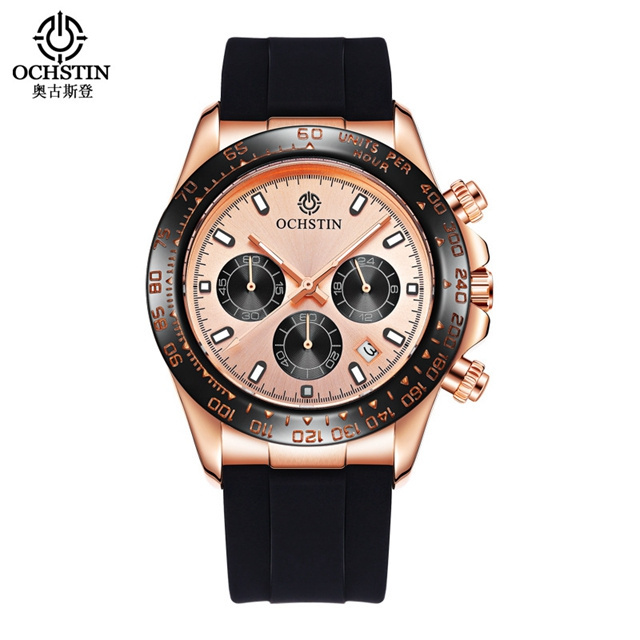 Top Brand Mens Quartz Silicone Strap Sport Ochstin Chronograph Watch