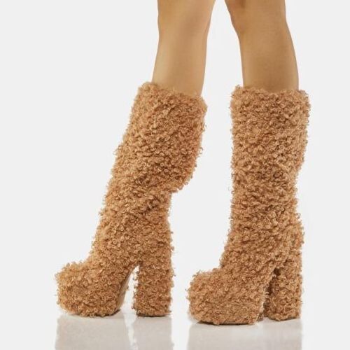 SHIKOL brinkley boots wholesale Y2K Bratz knee high boots women winter warm shoes platform high heels teddy fur snow boots