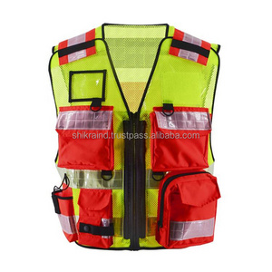 OEM Wholesale Factory Price Ambulance Clothes Hospital Staff Safety Reflective Vest with Logo Hi-viz Security Uniform Vest