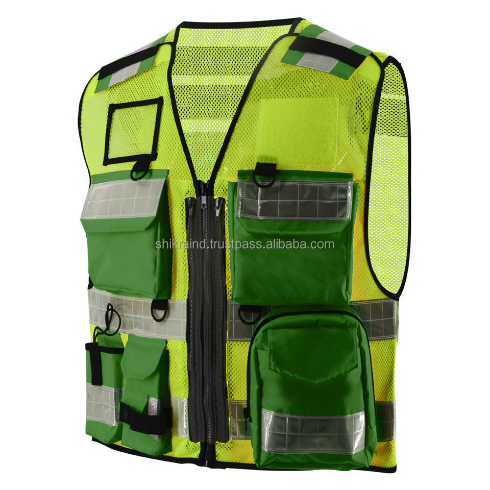 OEM Wholesale Factory Price Ambulance Clothes Hospital Staff Safety Reflective Vest with Logo Hi-viz Security Uniform Vest