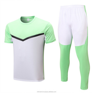 Brand New Golf Sportswear Short Sleeve Top with Long Pants White Green Color Matching Men's Sportswear Tracksuit