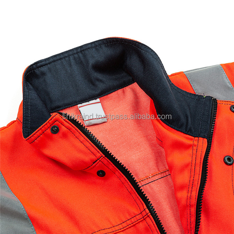 Your Logo Printed High Visibility workwear Clothing Working Jackets Construction Hi Vis Safety Reflective Jacket