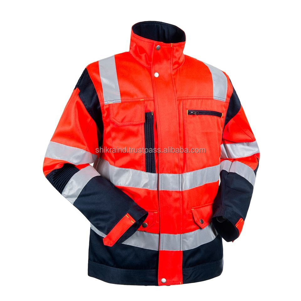 Your Logo Printed High Visibility workwear Clothing Working Jackets Construction Hi Vis Safety Reflective Jacket