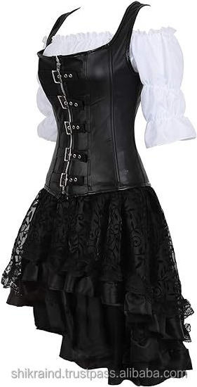 OEM Wholesale Custom Design Fashion Clubwear Steampunk Corset and Bustiers Skirt with Blouse Party Dress