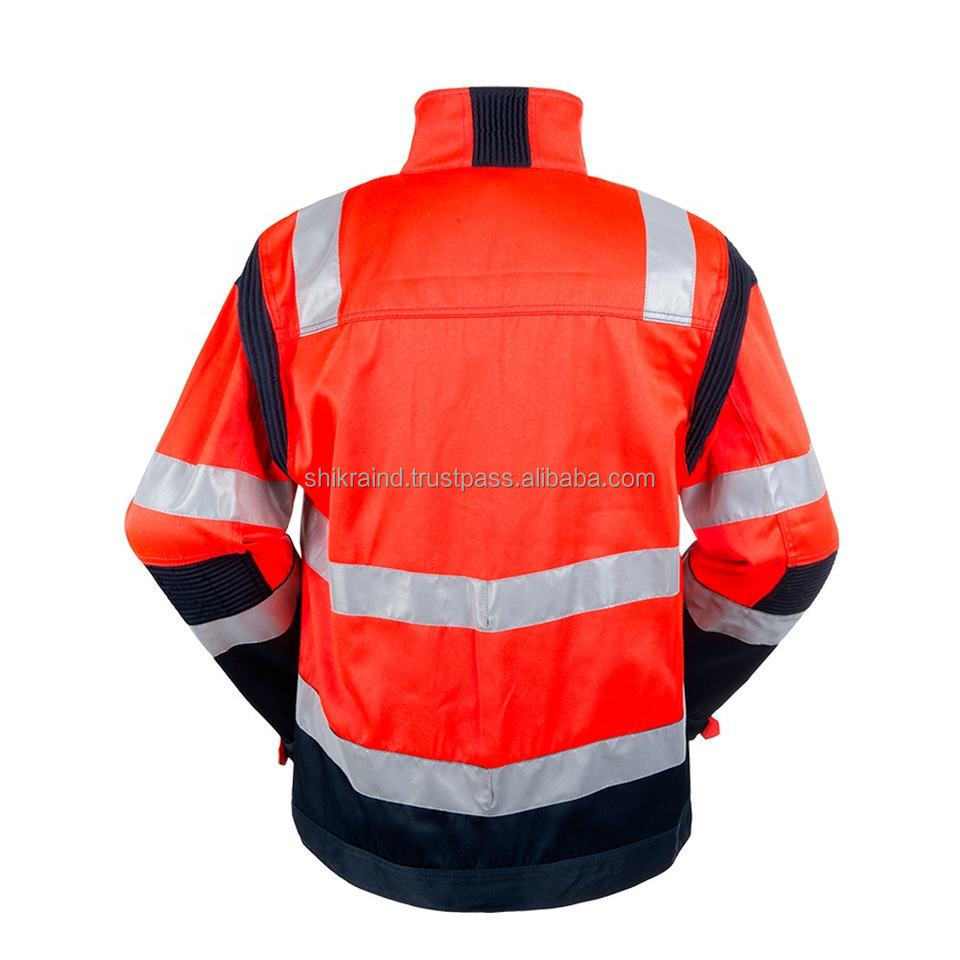 Your Logo Printed High Visibility workwear Clothing Working Jackets Construction Hi Vis Safety Reflective Jacket