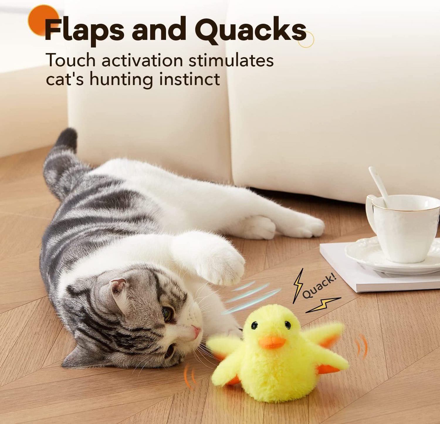 Rechargeable Flapping Duck Cat Toys USB charge electric duck Touch Activated Kitten Toy Plush Interactive moving Cat Toy