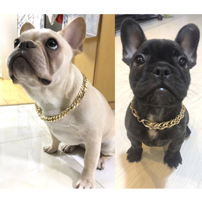 pet fashion head necklace cool dog  accessories 18K 20 mm thick wide gold dog chain collar