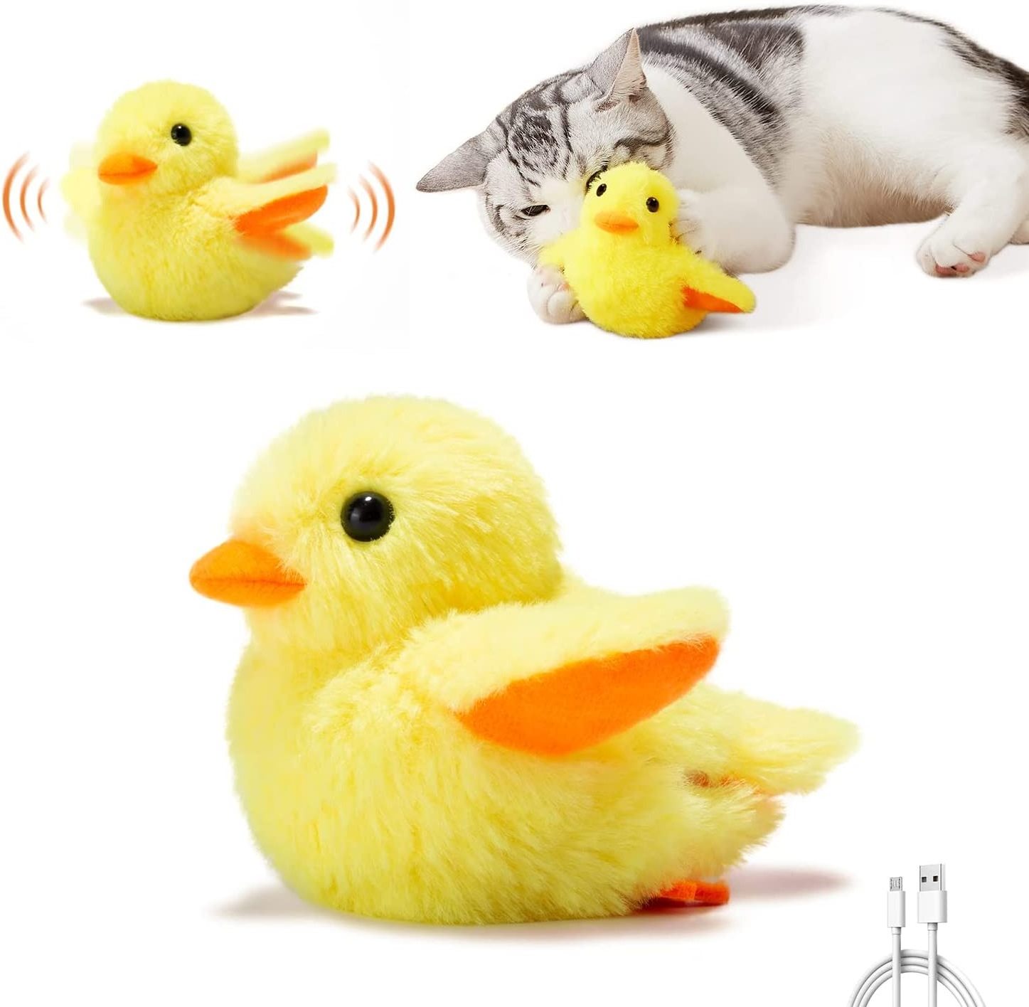 Rechargeable Flapping Duck Cat Toys USB charge electric duck Touch Activated Kitten Toy Plush Interactive moving Cat Toy