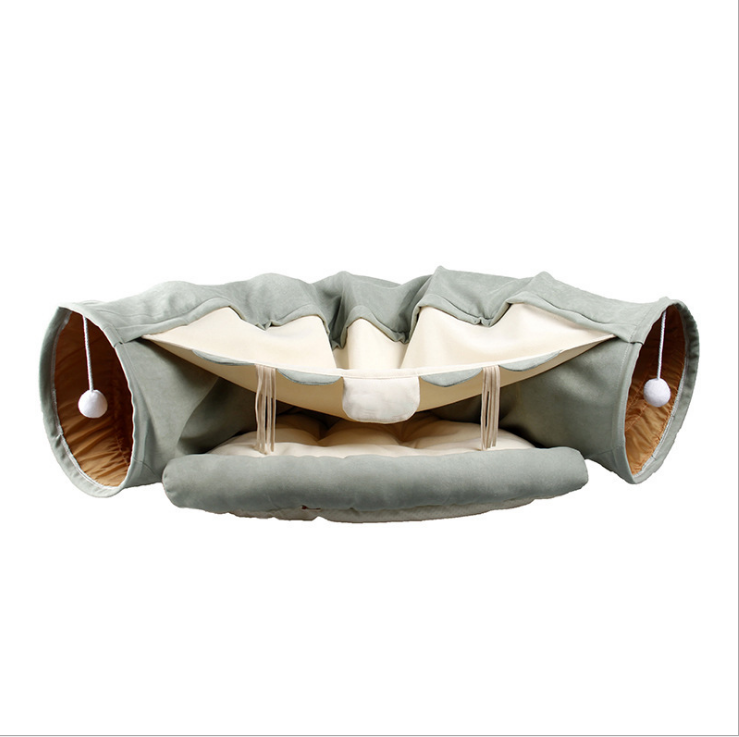 Factory direct sales Japanese cat tunnel toy foldable cat passage detachable roll floor chinchilla pet bed