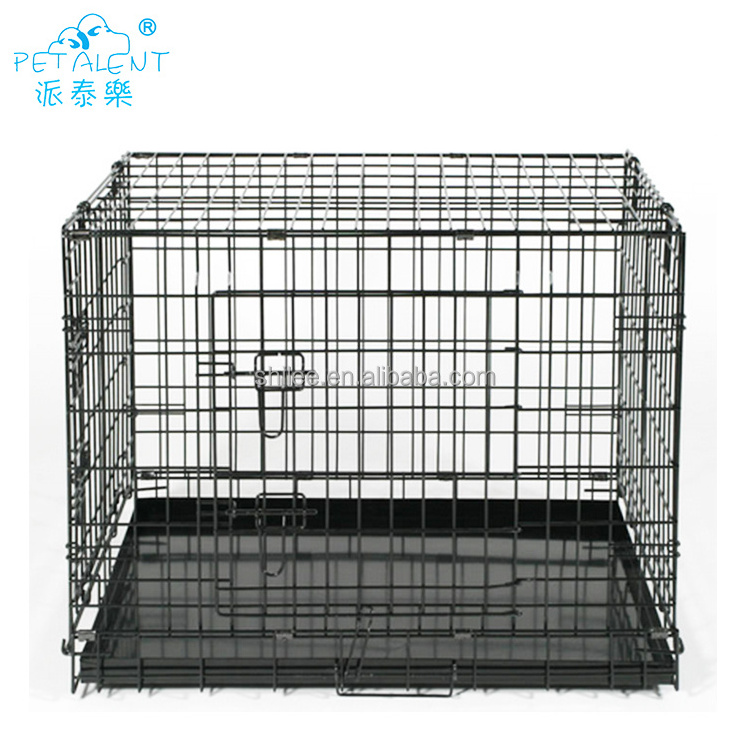 Portable Metal wire mesh dog crate cages with plastic pet sleep tray