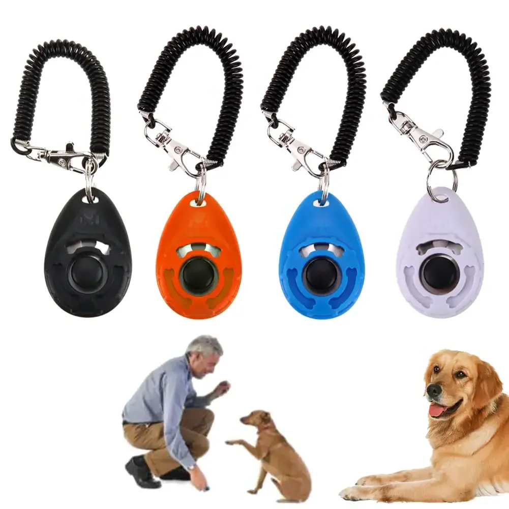 Durable Pet Training Trainer Clicker Button Manual Wrist Strap Finger Click Press Clicker Dog Training