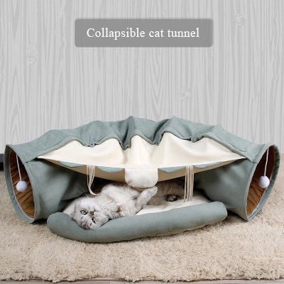 Factory direct sales Japanese cat tunnel toy foldable cat passage detachable roll floor chinchilla pet bed