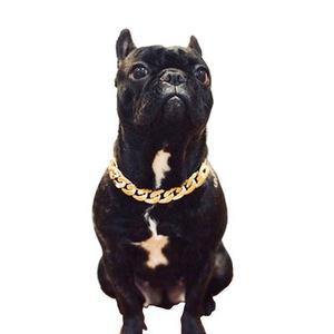 pet fashion head necklace cool dog  accessories 18K 20 mm thick wide gold dog chain collar