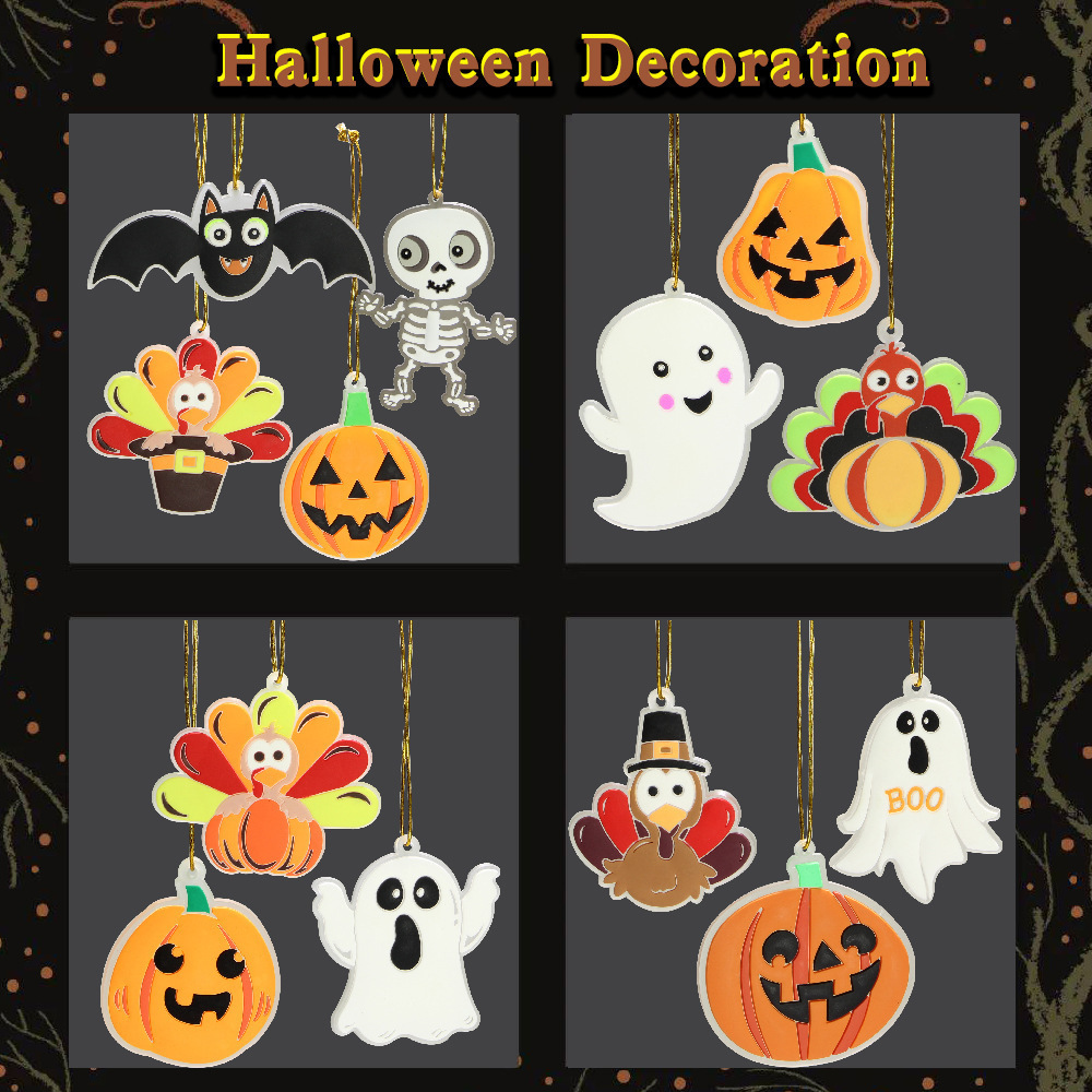 9 Styles Soft PVC Halloween Hanging Decorations Pumpkin Ghost Bat Skeleton Door Wall Horror Hanging Ceiling Steamer Decoration