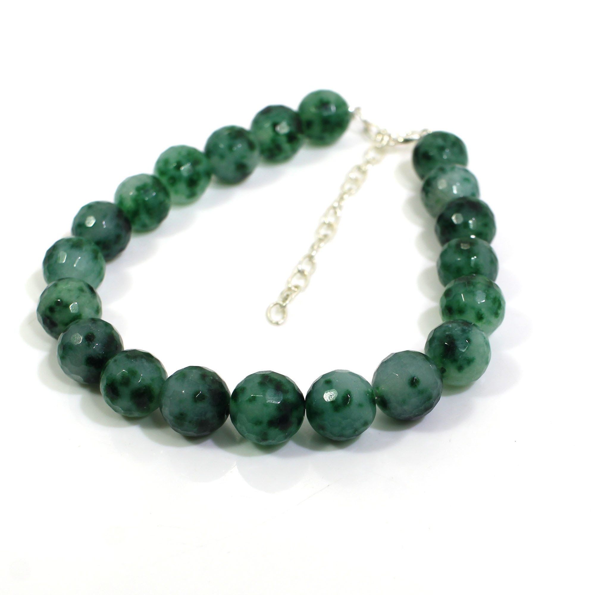 Natural Moss Agate 10mm Round Football Cut Beads 8 Inch Strand For Making Bracelet Loose Beads