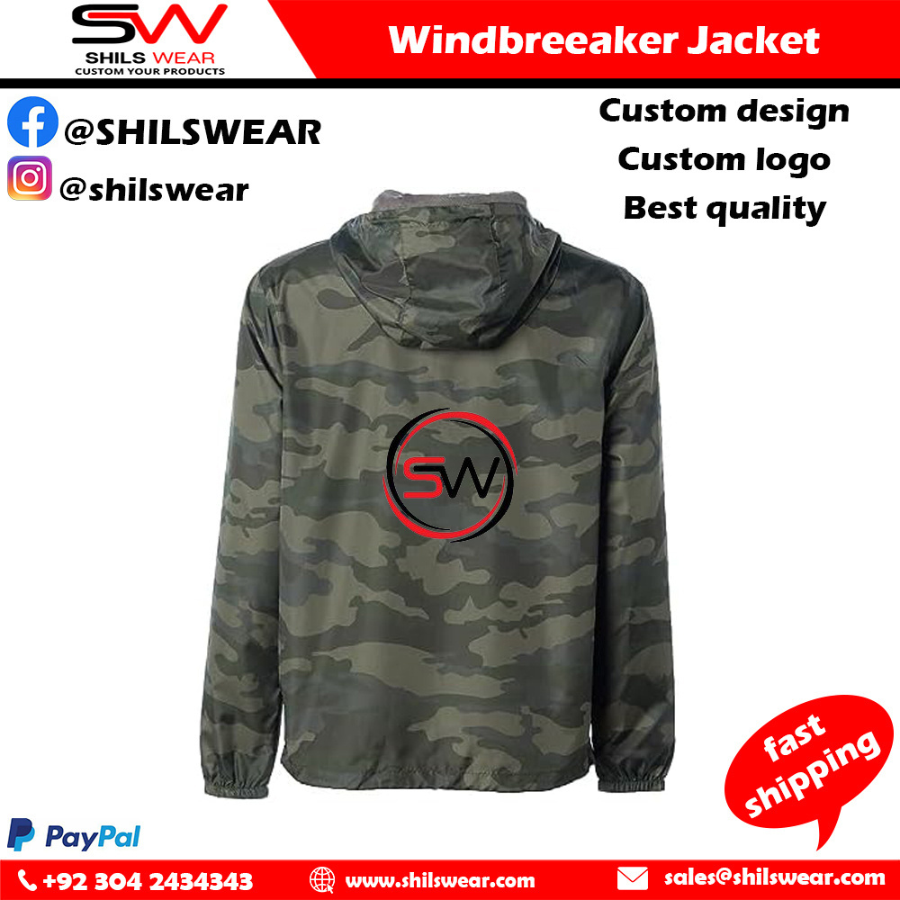 100% Nylon Running Waterproof Windbreaker Jackets Custom Logo Printing for premium Quality and High Ranking in Athletic Apparel