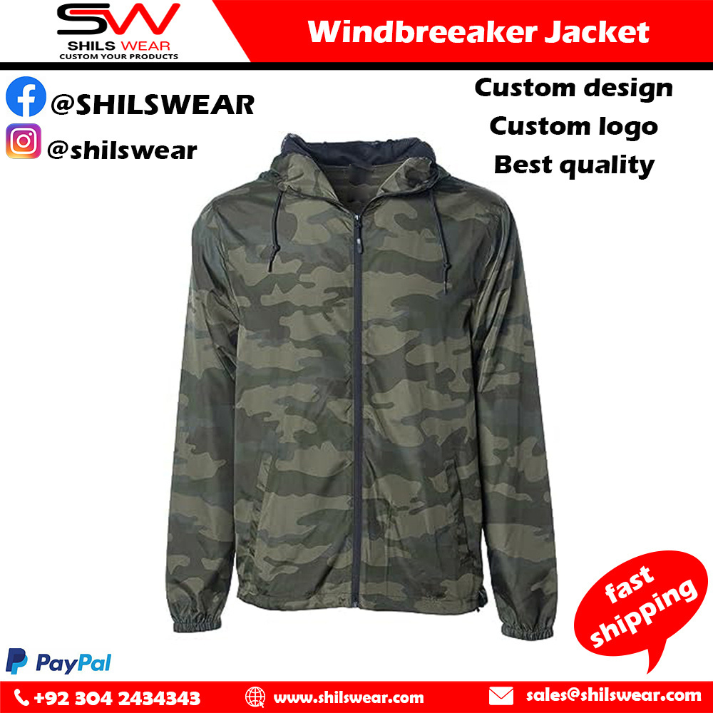 100% Nylon Running Waterproof Windbreaker Jackets Custom Logo Printing for premium Quality and High Ranking in Athletic Apparel