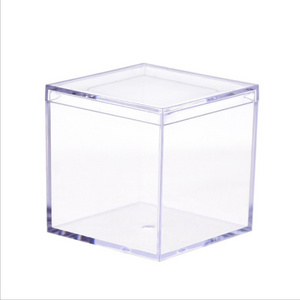 Manufacture wholesale Square Acrylic Storage Cube Small Candy Favor Clear Acrylic Box With Lid