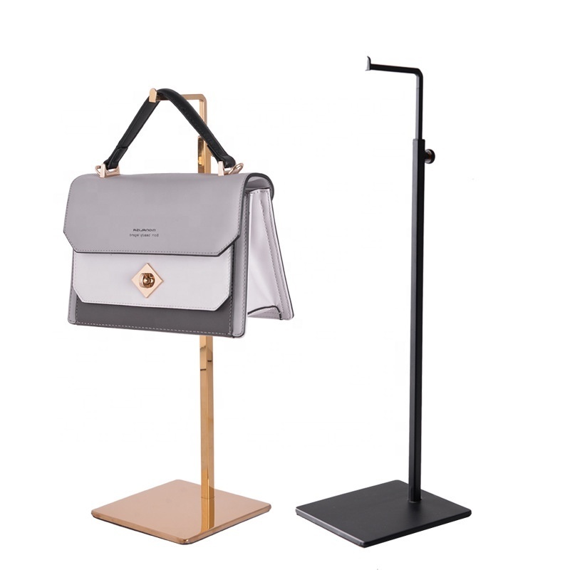 Countertop Gold Adjustable Handbag Display Stand Handbag Purse Display Holder Metal Stainless Steel Single Hanging Bag Display