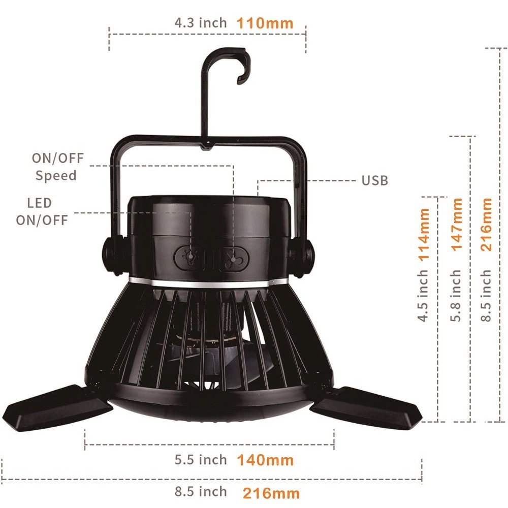 Foldable and portable solar Powered Camping Fan Lantern for Tents outdoor LED Lamp Camping Fan LED Light