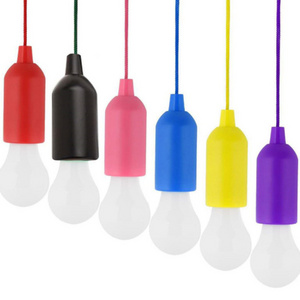 Colorful LED Bulb Light Hanging Pull Cord Lamp Battery Operated Portable Night Light LED Pull Cord Light Bulb