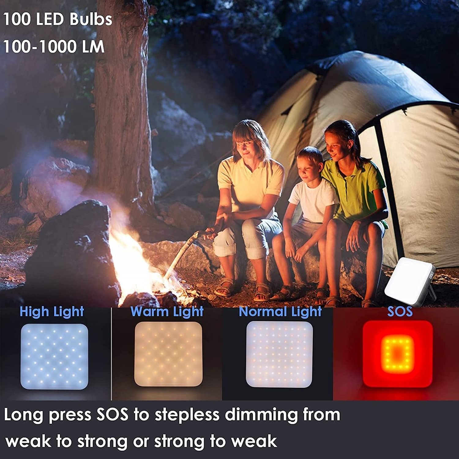 Outages Hiking  Digital Display Emergency Portable Lighting LED Camping Lantern Rechargeable lamp with power bank