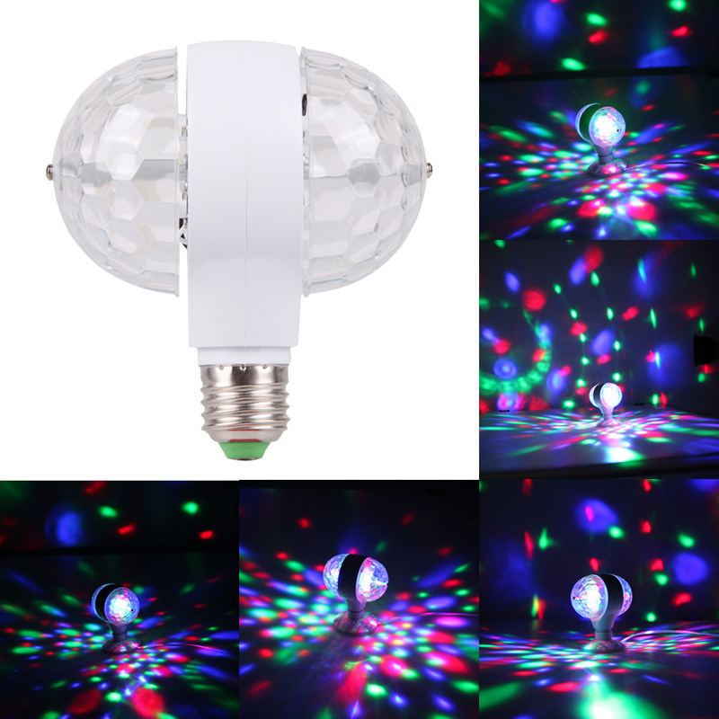 E27 led disco bulb double head small magic disco ball light bulb 3w 6w rotating disco ball lamp