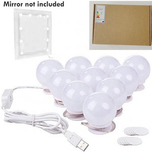 LED Vanity Mirror Lights Kit with 3 Color Lighting Modes 10pcs led mirror bulbs -- USB type  Smart Dimmer for Vanity Table Set