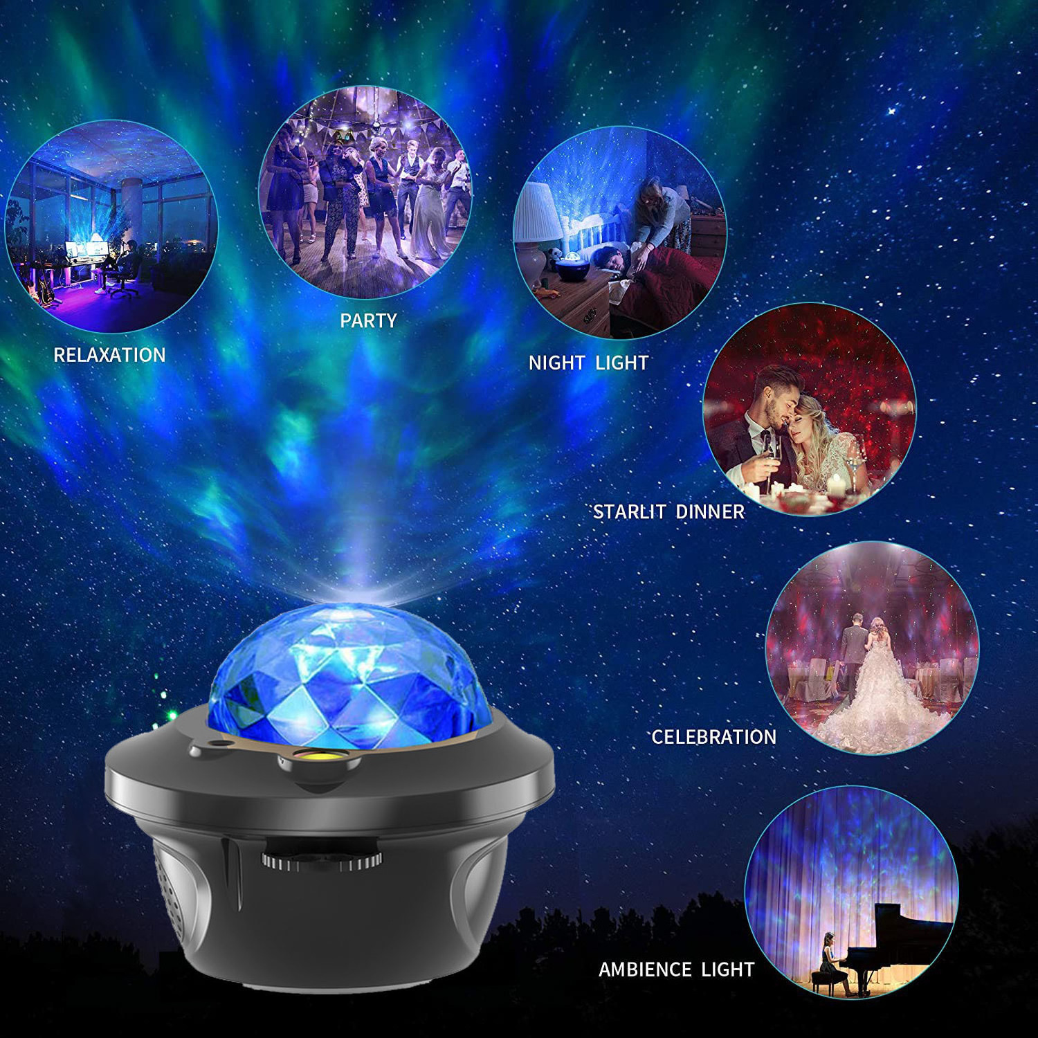 Upgraded Home Planetarium Night Light Ambiance BT speaker LED Projector Light Music Nebula Projector  Planet Star Lights