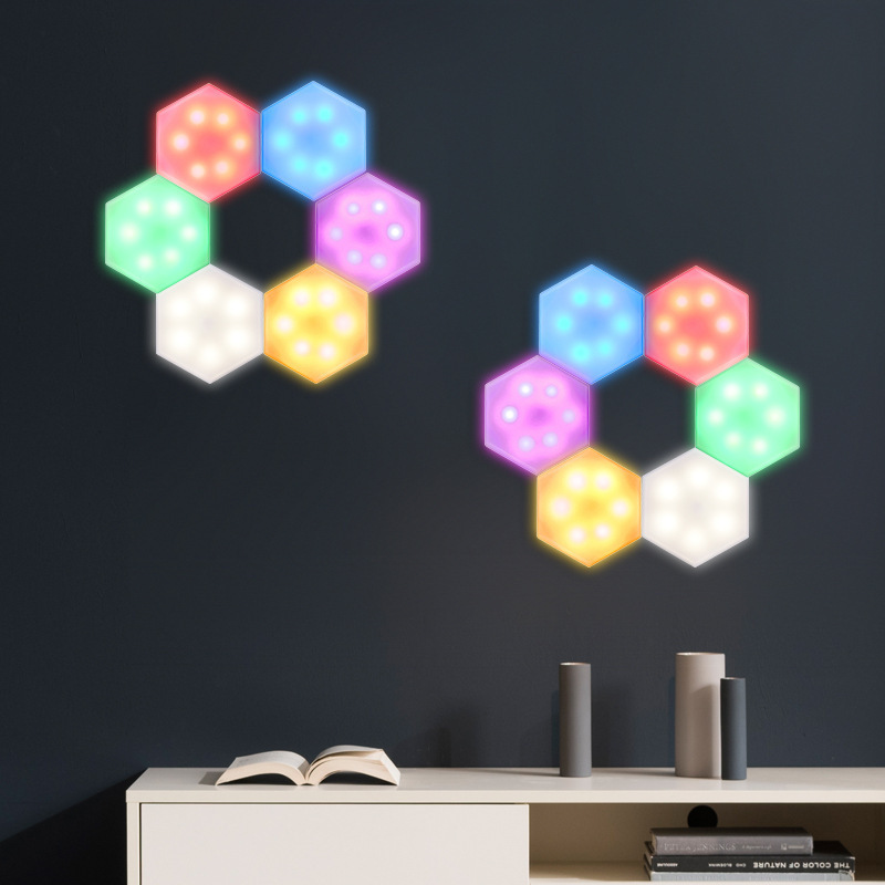 Smart LED Hexagon Wall Light Multicolored Panels Touch-Sensitive RGB Night Light DIY Geometry Splicing Modular Light