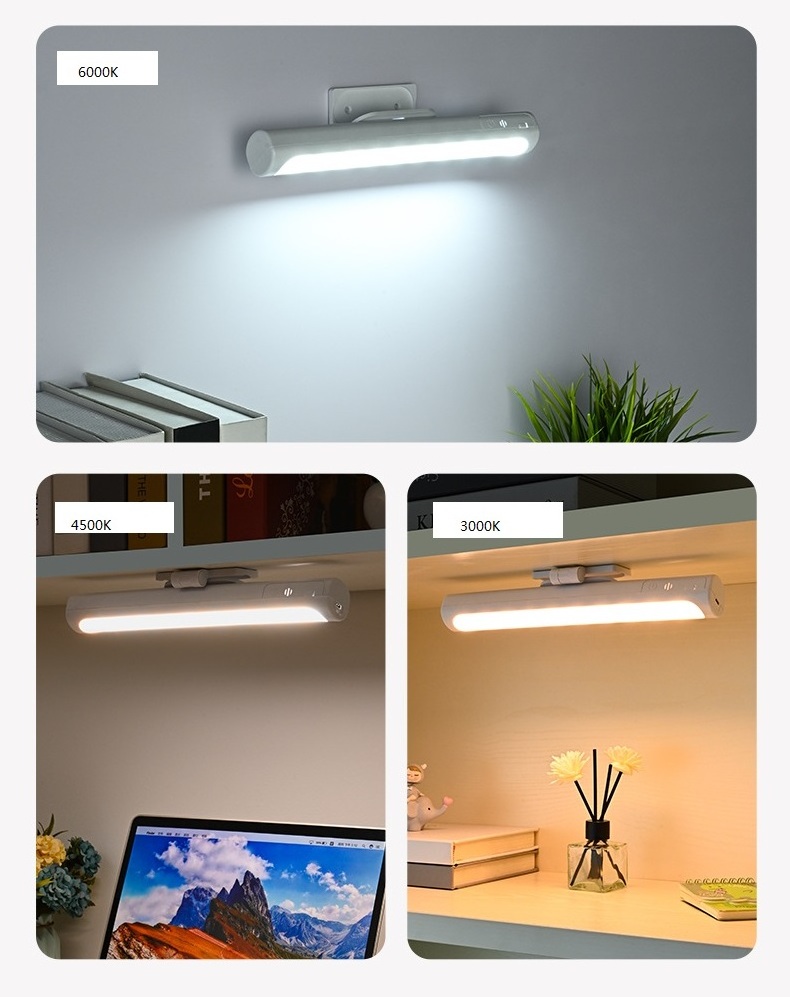 Rechargeable Magnetic LED Wall Strip Light Bar Dimmable Desk Lamp Under Cabinet Lighting Wireless for Mirror Closet Picture